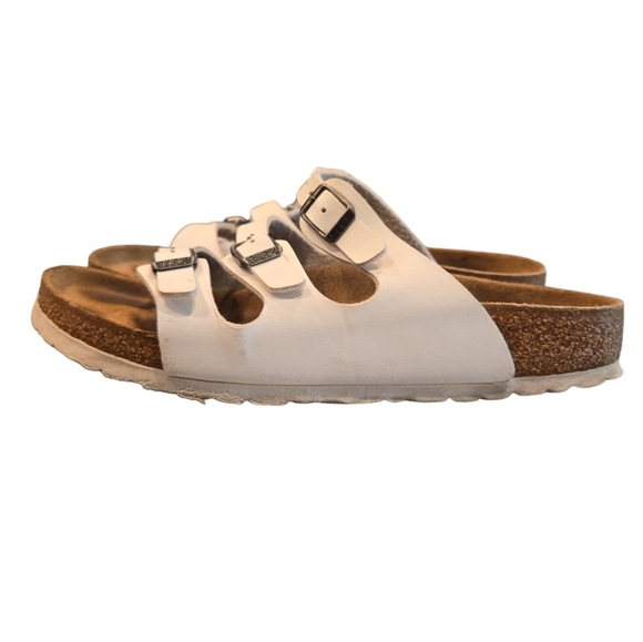 BIRKENSTOCK FLORIDA BIRKO-FLOR WHITE SANDALS. SIZE 38 = 7-8. - Picture 2 of 13